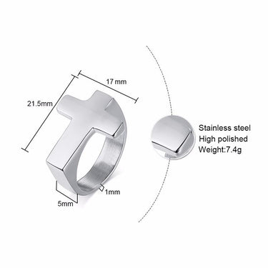Men's Stainless Steel Cross Ring